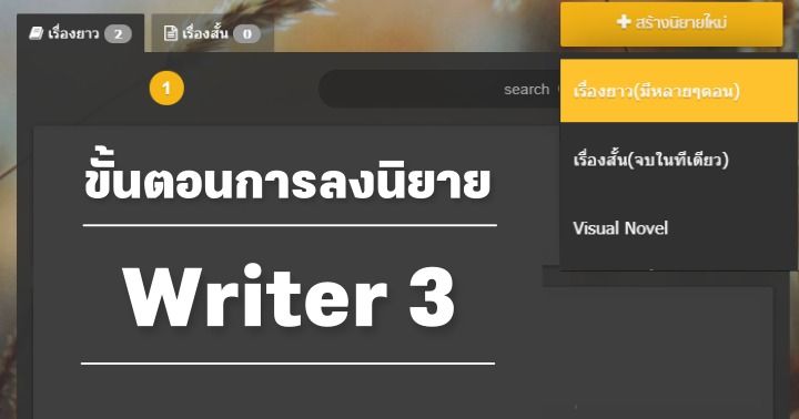 รูปบทความ 'ขั้นตอนการลงนิยายฉบับ Writer 3 '