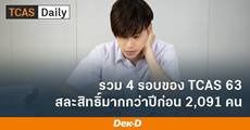 ทปอ.เผยข้อมูลสละสิทธิ์ TCAS ปี 2563 (รวม 4 รอบ : 12,815 คน)