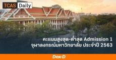 มาแล้ว! จุฬาฯ ประกาศคะแนนสูงสุด-ต่ำสุด เกณฑ์ Admission 1 ปี 63