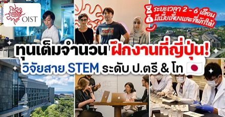 มาแล้ว! ‘OIST Research Internship’ ทุนฝึกงานที่ญี่ปุ่น ระดับ ป.ตรี/โท & เด็กจบใหม่ สายวิจัย STEM (รอบ Spring 2024)