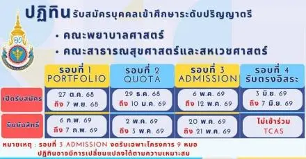 มาแล้ว! ปฏิทิน TCAS69 สถาบันพระบรมราชชนก 4 รอบ