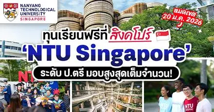 ‘NTU Singapore’ ม.ชั้นนำระดับโลก มอบทุนเรียนต่อ ป.ตรี สูงสุดเต็มจำนวน! (ปี 2026)
