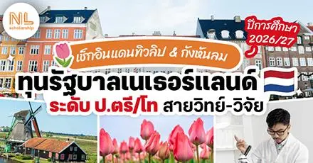 ทีมยุโรปมาอีกหนึ่ง! ทุนรัฐบาลเนเธอร์แลนด์ ระดับ ป.ตรี/โท (สายวิทย์/วิจัย) ปี 2026-27