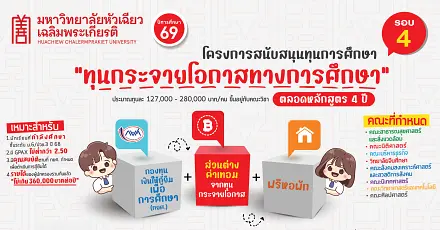 ม.หัวเฉียวฯ เปิดโครงการ "ทุนกระจายโอกาสทางการศึกษา" รับ ม.6 ปวช.3 เข้าเรียน 8 คณะ