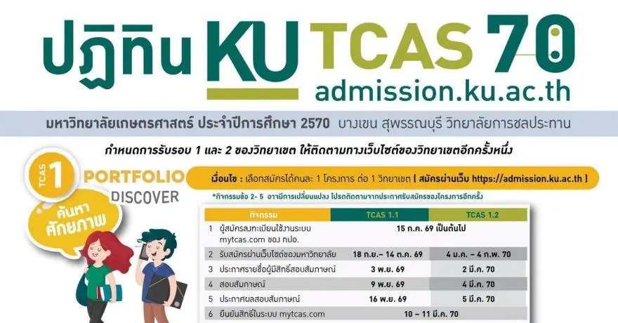 มาแล้ว! ปฏฺิทิน TCAS70 ม.เกษตรศาสตร์ (ว.บางเขน สุพรรณบุรี ว.การชลประทาน)