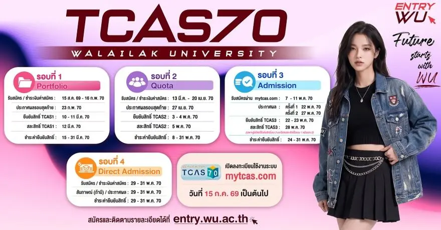 มาแล้ว! ปฏิทิน TCAS70 มหาวิทยาลัยวลัยลักษณ์ ครบทุกรอบ