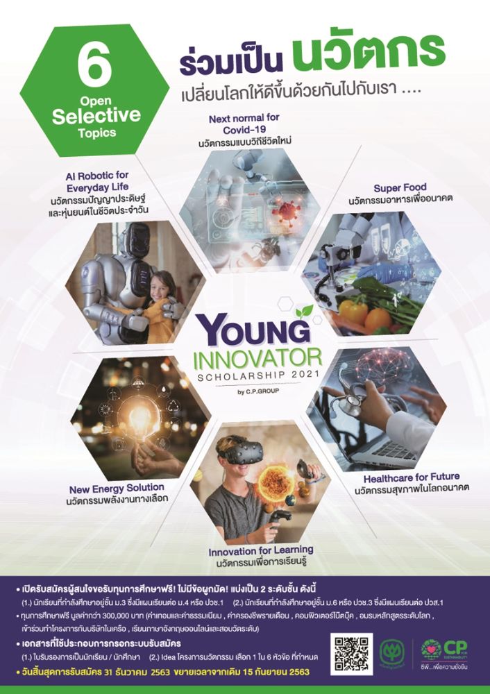 แผ่นประชาสัมพันธ์ โครงการ Young Innovator Scholarship 2021