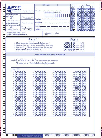 กระดาษคำตอบวิชาสามัญ 64 วิชาภาษาอังกฤษ