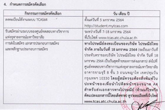 ตัวอย่างกำหนดการคัดเลือก