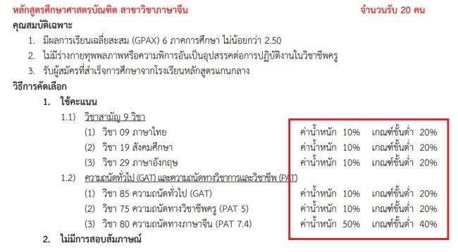 ตัวอย่าง ม.ศิลปากร รอบ 3 บอกรายละเอียดแบบไม่ใช้ตาราง
