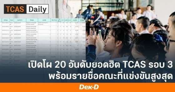 เปิดโผ 20 อันดับคณะยอดอิต TCAS65 รอบ 3 Admission