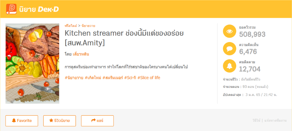 เรื่อง Kitchen streamer ช่องนี้มีแต่ของอร่อย โดย เสี่ยวหลิน