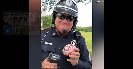 ภาพจาก Hilarious cop accepts doughnut as bribe! (https://www.youtube.com/watch?v=Exn0voVkXxc)