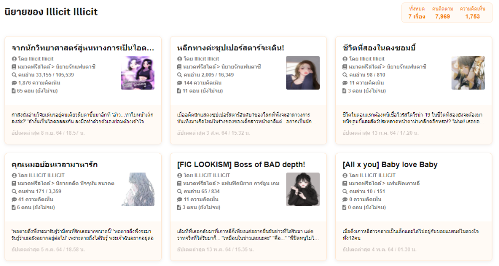 ผลงานนิยายในนามปากกา Iliicit Iliicit