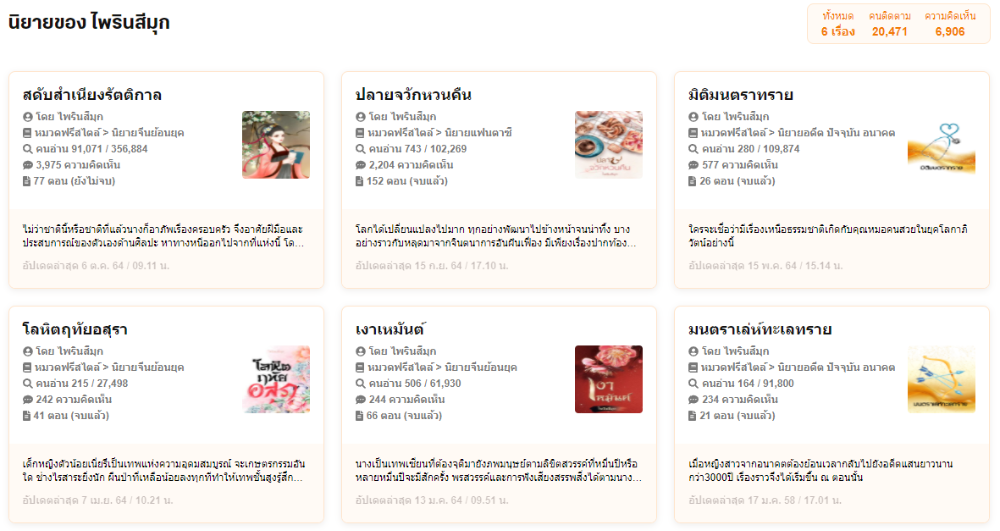 ผลงานนิยายของ ไพรินสีมุก ที่เขียนจบทุกเรื่อง