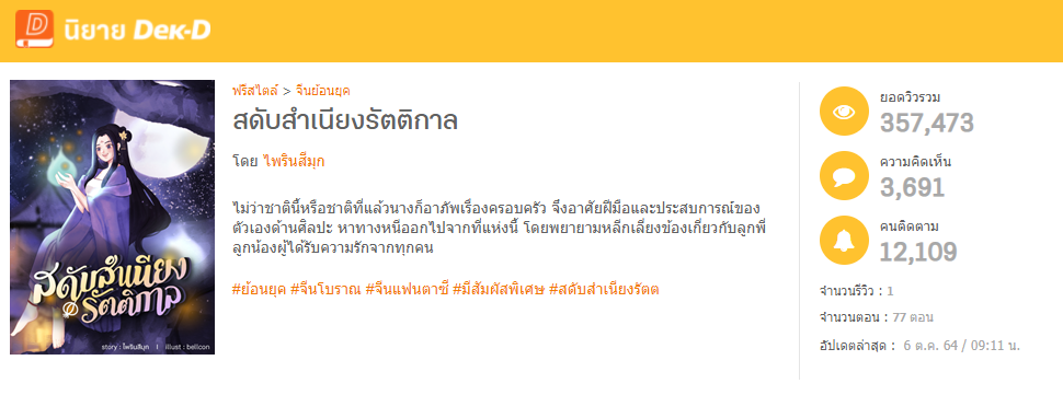 นิยายเรื่อง สดับสำเนียงรัตติกาล ที่เขียนช่วงติดโควิด 