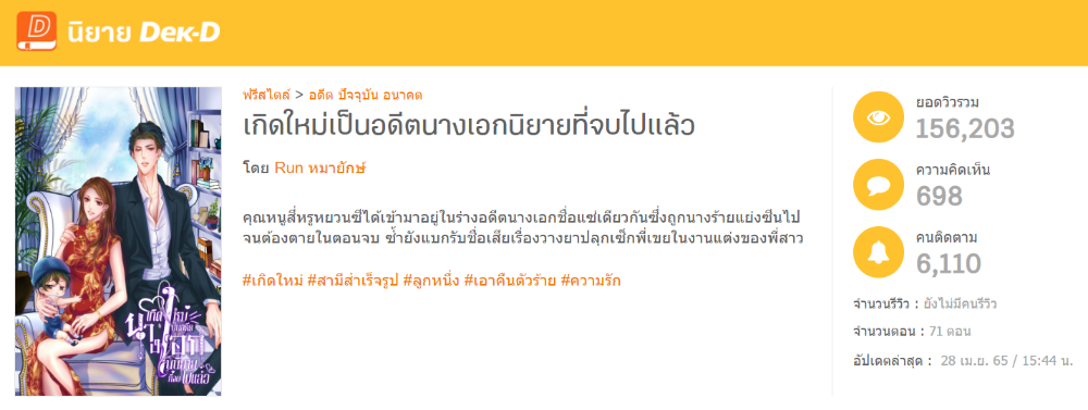 นิยายเรื่อง เกิดใหม่เป็นอดีตนางเอกนิยายที่จบไปแล้ว ติดอันดับนิยายขายดีในงานนิยายแฟร์ 2022