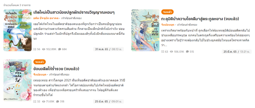 ผลงานนิยายตลอดหนึ่งปีของ เจ้าก้อนตำลึงทอง