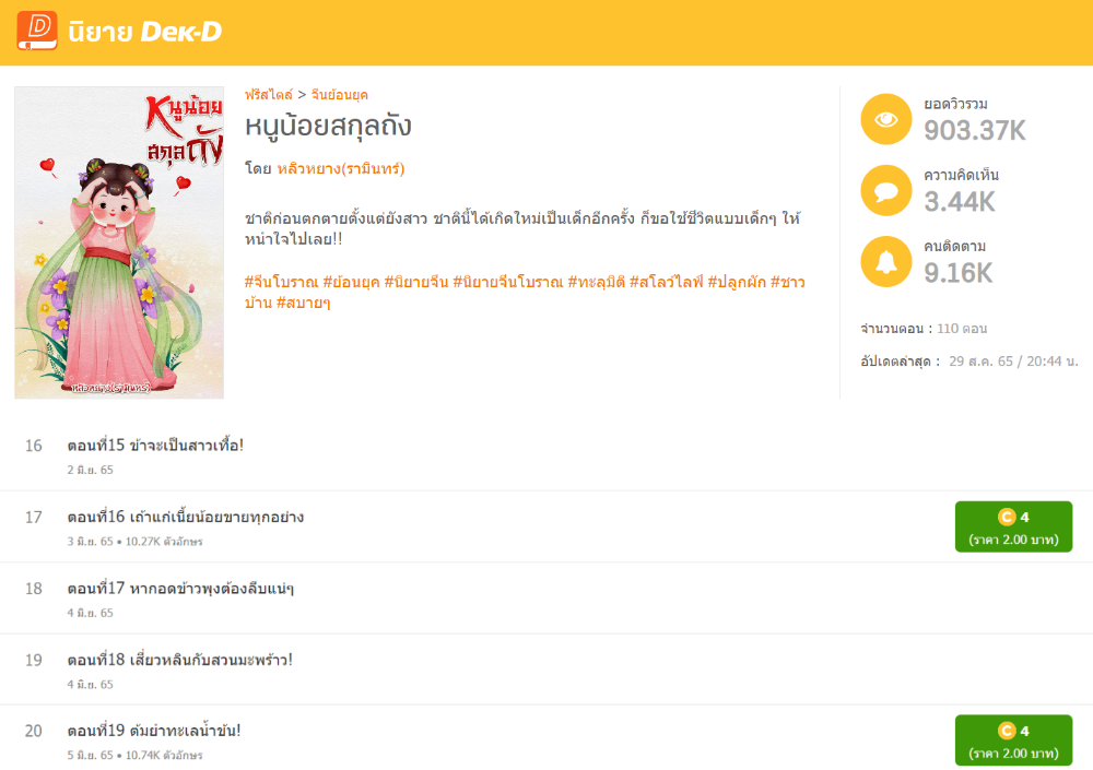 นิยายเรื่อง หนูน้อยสกุลถัง