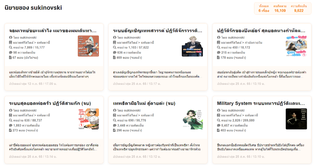 ผลงานนิยายของ sukinovski ตลอดสองปีที่ผ่านมา