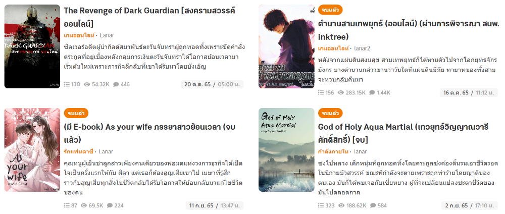 ผลงานนิยายในนามปากกา "Lanar"