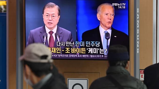 Photo Credit: https://www.cnbc.com/2020/11/12/south-koreas-moon-jae-i-biden-reaffirm-commitment-to-alliance-and-peaceful-peninsula-.html 