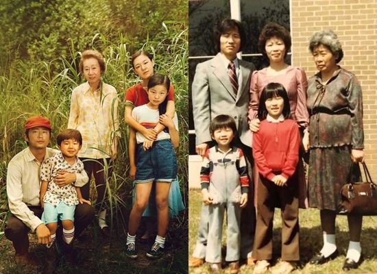 ภาพจากในหนัง Minari (ซ้าย) และภาพครอบครัวของผู้กำกับ (ขวา)