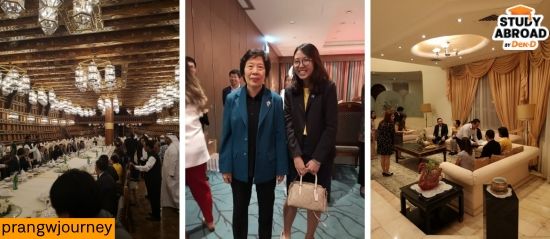 (จากซ้าย) เรือสำราญ / ถ่ายกับมาดามหู / ณ บ้านท่านทูตไทย