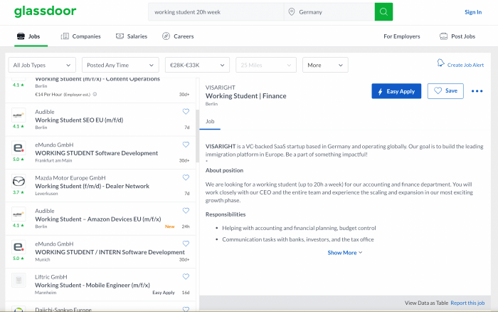 (ตัวอย่างประกาศบน Glassdoor)