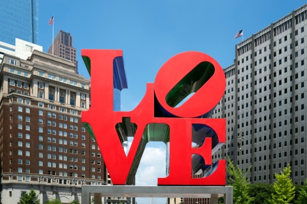 Famous red love park in philadelphia