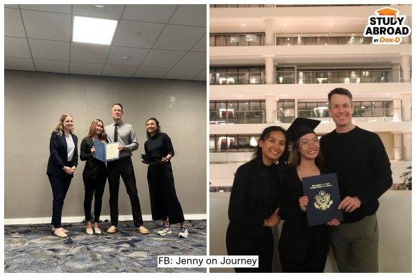 (ซ้าย) วันจบการศึกษาที่ Washington D.C.