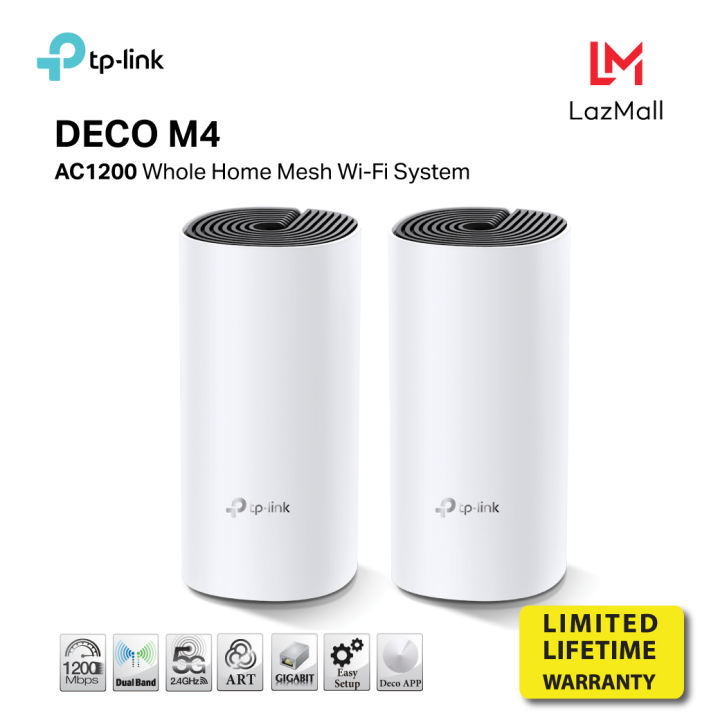 Mesh Wi-Fi System TP-Link Deco M4 AC1200 Whole Home (แพ็ค 2เครื่อง)