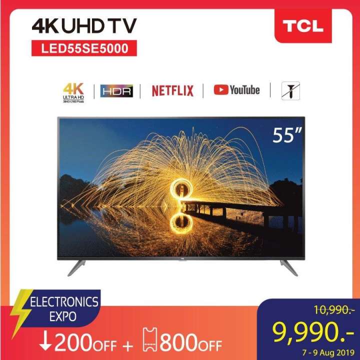 ทีวี 55 นิ้ว TCL LED 4K UHD Wifi internet Smart TV (รุ่น 55SE5000) -HDMI-USB-Net.flix &Youtube