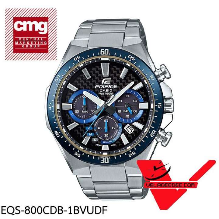 Casio Edifice (ประกัน CMG ศูนย์เซ็นทรัล) โครโนกราฟพลังงานแสงอาทิตย์ EQS-800CPB-1A 