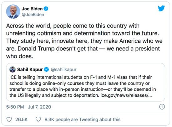 Credit:  @JoeBiden/@sahilkapur (twitter)