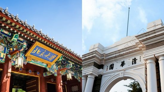 (ซ้าย) มหาวิทยาลัยปักกิ่ง (ขวา) มหาวิทยาลัยชิงหัว