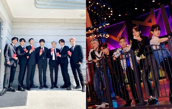 BTS  (ซ้าย) และ TXT  (ขวา)  