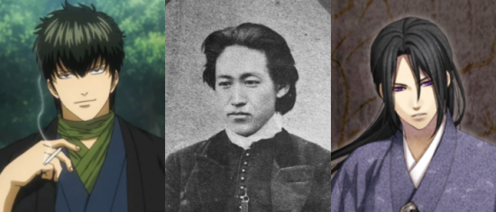 ซ้าย - ฮิจิคาตะจากกินทามะ กลาง - รูปถ่ายของอิจิคาตะ ขวา - ฮิจิคาตะจากเกม Hakuoki: Kyoto Winds