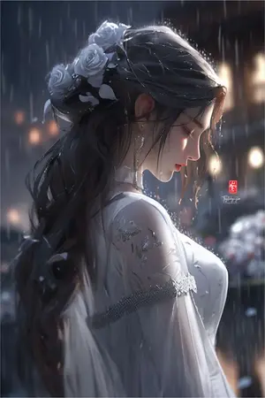 ปกนิยาย ยามเมื่อสายฝนโปรยปราย