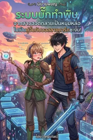 ปกนิยาย ระบบบั๊กทำพิษ จากสาวฮอตกลายเป็นหนุ่มหล่อ ไปเป็นคู่จิ้นกับบอสสายดาร์กซะงั้น!