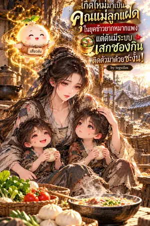 ปกนิยาย เกิดใหม่มาเป็นคุณแม่ลูกแฝดในยุคข้าวยากหมากแพง แต่ดันมีระบบเสกของกินติดตัวมาด้วยซะงั้น!