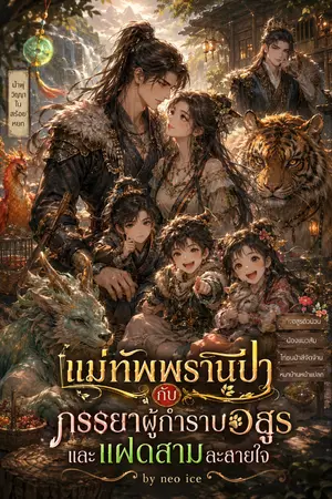 ปกนิยาย แม่ทัพพรานป่ากับภรรยาผู้กำราบอสูรและแฝดสามละลายใจ
