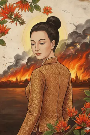 ปกนิยาย เมื่อดอกปาริชาตเบ่งบาน ฉันพาลูกเอาตัวรอดด้วยขยะจากอนาคต