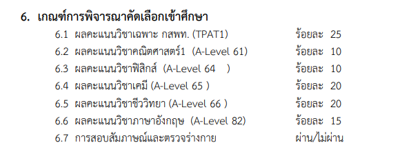 เกณฑ์รอบโควตา คณะแพทยศาสตร์ ม.บูรพา