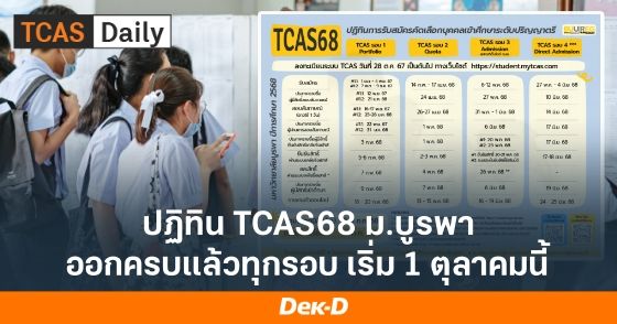 ปฏิทิน TCAS68 ม.บูรพา รอบ 1 Portfolio - รอบ 4 Direct Admission