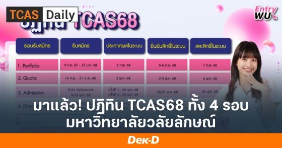 มาแล้ว! ปฏิทิน TCAS68 ทั้ง 4 รอบ ม.วลัยลักษณ์