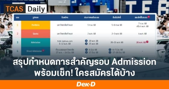 สรุปกำหนดการสำคัญรอบ Admission TCAS68 พร้อมเช็ก ใครสมัครได้บ้าง
