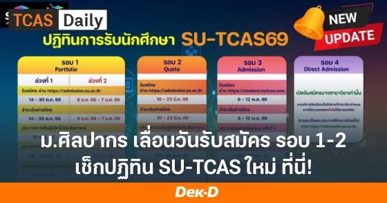 ม.ศิลปากร เลื่อนวันรับสมัครรอบ 1-2 เช็กปฏิิทินใหม่ ที่นี่!