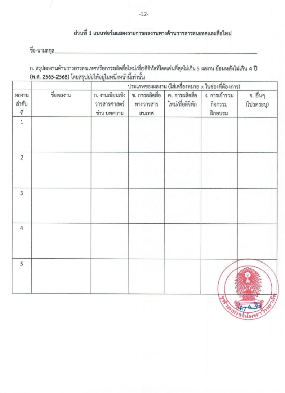 ตัวอย่างแบบฟอร์ม สมัครโควตา นิเทศฯ จุฬาฯ