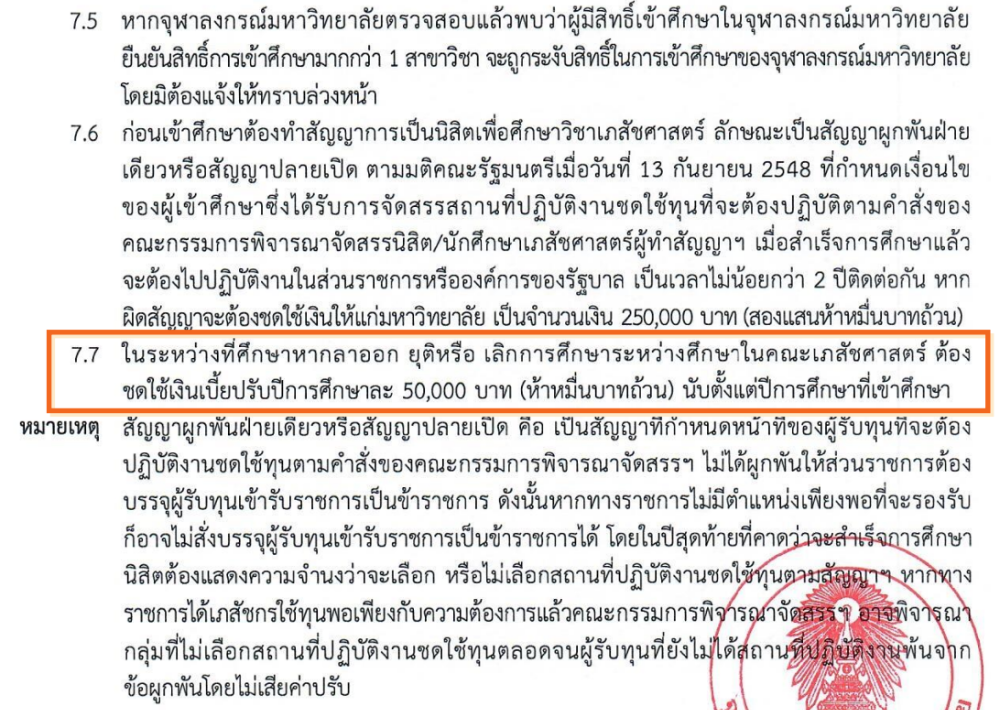 ตัวอย่างสัญญาคณะเภสัชศาสตร์ จุฬาฯ